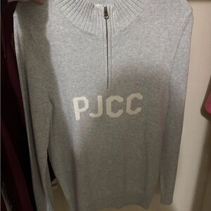 PJCC Men's Light Gray Zip-Up Sweater